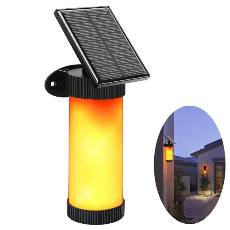 Led Solar Light Outdoors Waterproof Solar Power Fire Flame Wall Light LED Flickering Solar Light for Garden Decoration 3 Modes (4)