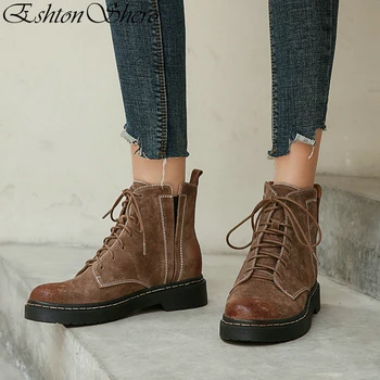 EshtonShero Shoes Woman Women Ankle Boots Cow Leather Platform Square Low Heels Lace Up Classic Ladies Motorcycle Boot Size 3-8
EshtonShero Shoes Woman Women Ankle Boots Cow Leather Platform Square Low Heels Lace Up Classic Ladies Motorcycle Boot Size 3-8