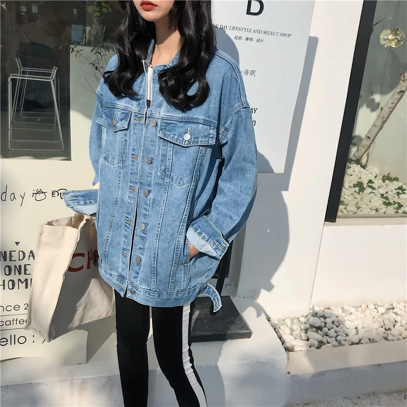 2019 New Women loose-coloured Fashionable women's Lapel jeans jacket Solid Turn-down Collar Jean Jacket Women Loose Casual Blu
2019 New Women loose-coloured Fashionable women's Lapel jeans jacket Solid Turn-down Collar Jean Jacket Women Loose Casual Blu