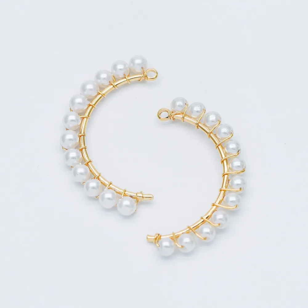 10pcs Gold Wire Wrapped Geometric Charms 38x20mm, Beaded Faux Pearl Earring Pendant Components (GB-558)
10pcs Gold Wire Wrapped Geometric Charms 38x20mm, Beaded Faux Pearl Earring Pendant Components (GB-558)