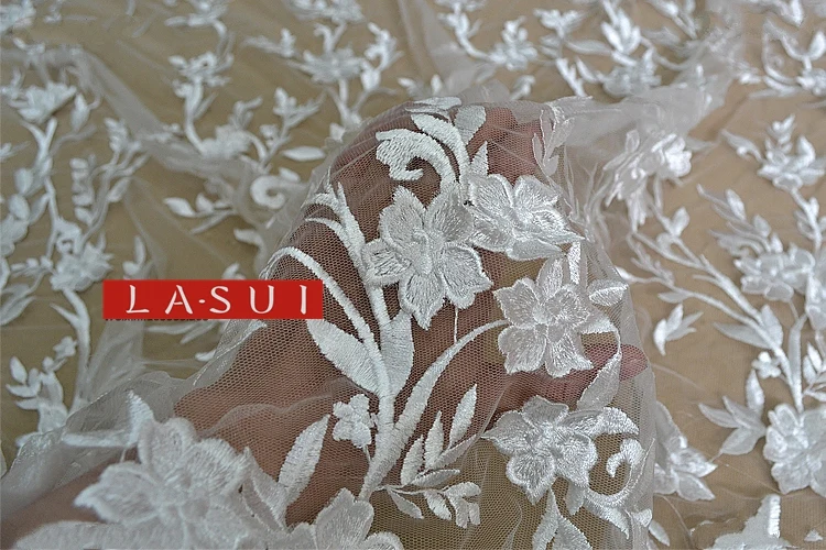 LASUI 1 2 м белые цветы. Эта секция кружева украшена вручную 3D сильное чувство