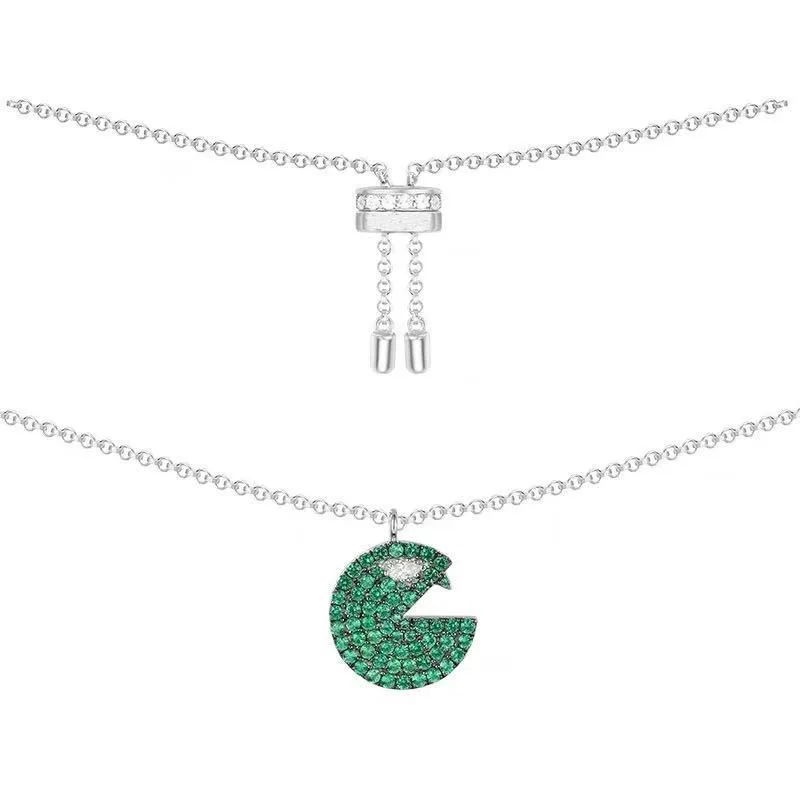 SLJELY high quality 925 Sterling Silver Mint Green zircon CZ stones Pac man Pendant Necklace for Monaco Women Brand Jewelry
SLJELY high quality 925 Sterling Silver Mint Green zircon CZ stones Pac man Pendant Necklace for Monaco Women Brand Jewelry