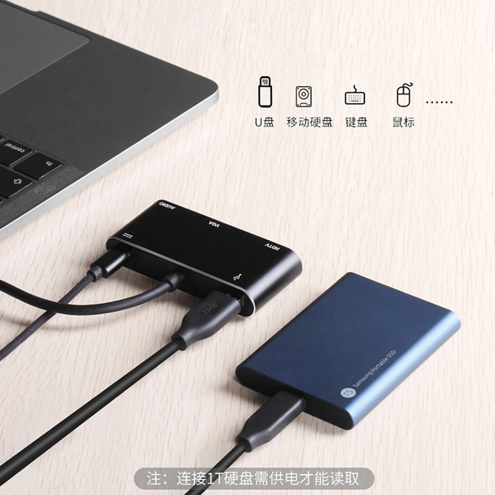 Type-C To HDMI + VGA 5 in 1 10