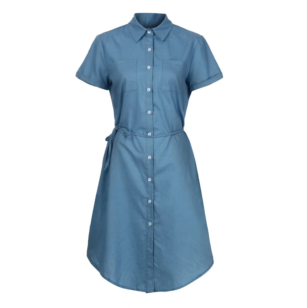JAYCOSIN 2019 New Summer Women Dress Short Sleeve Solid Button Casual Turn-down Neck Tie Knot Sashes Front Denim Sundress 903232
JAYCOSIN 2019 New Summer Women Dress Short Sleeve Solid Button Casual Turn-down Neck Tie Knot Sashes Front Denim Sundress 903232