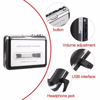 Top Quality USB2.0 Portable Tape to PC Super Cassette To MP3 Audio Music CD Digital Player Converter Capture Recorder +Headphone
Top Quality USB2.0 Portable Tape to PC Super Cassette To MP3 Audio Music CD Digital Player Converter Capture Recorder +Headphone
