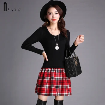 ASLTW Lady's Long Knitted Dress Women New Autumn Casual Plaid Fake Two Pieces Pullover Sweater One Pieces Party Dress
ASLTW Lady's Long Knitted Dress Women New Autumn Casual Plaid Fake Two Pieces Pullover Sweater One Pieces Party Dress