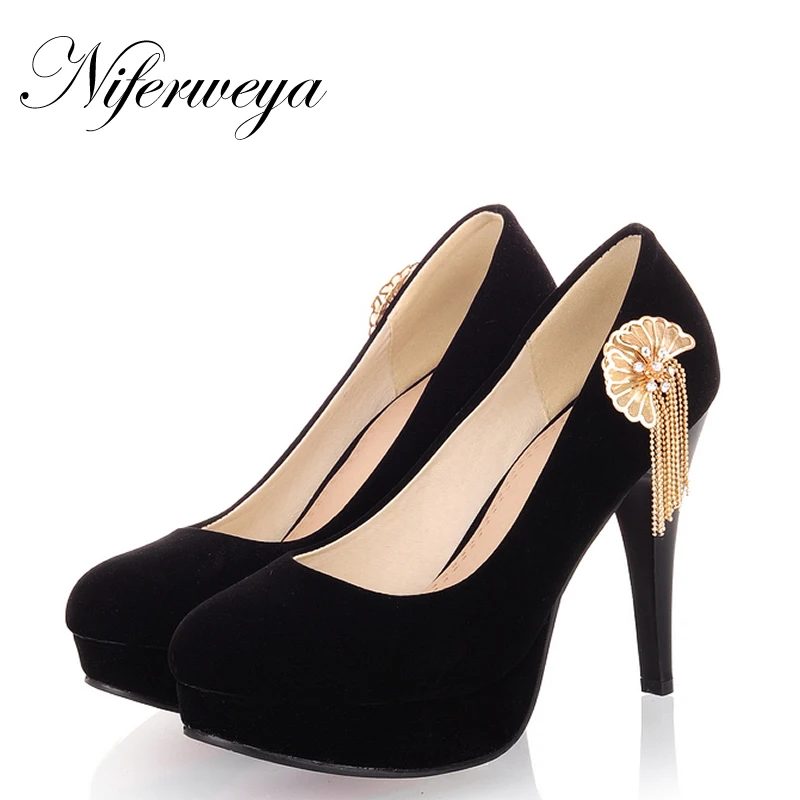 Hot sale! Big size 30-50 Fashion solid flock Women's shoes elegant Ultra high with Metal decoration platform high heels HQW-A-1
Hot sale! Big size 30-50 Fashion solid flock Women's shoes elegant Ultra high with Metal decoration platform high heels HQW-A-1