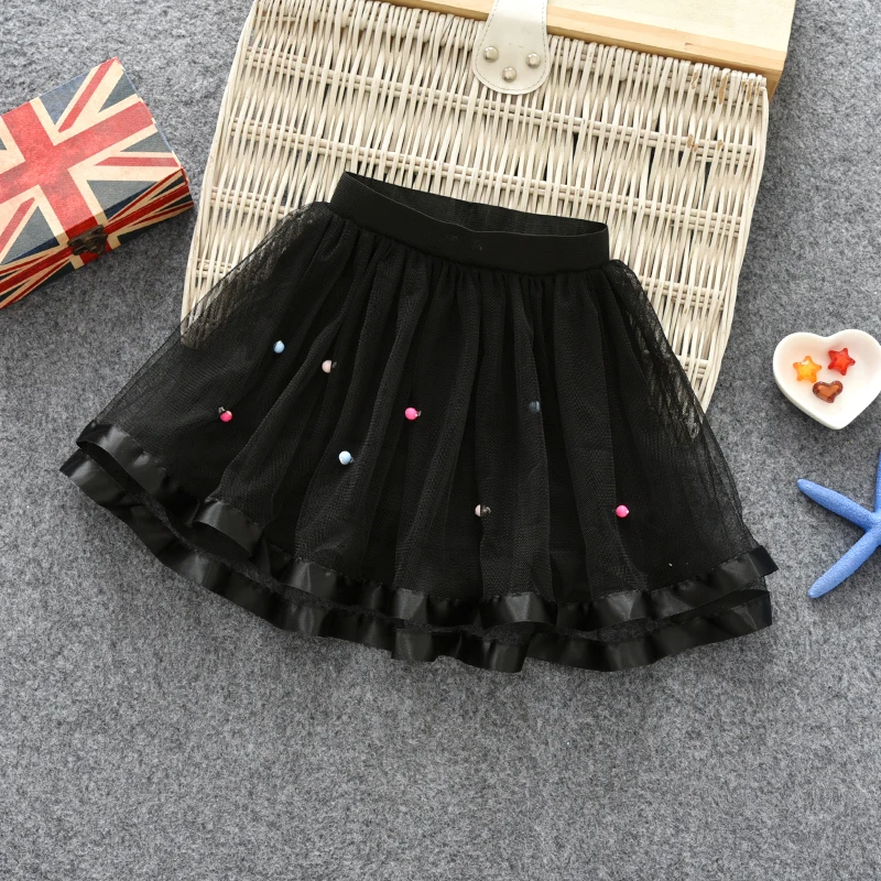 

2-10Y jupe tulle fille ballet girl tutu skirt fluffy pearl black pettiskirts baby girl lace tutu skirts for girls dance saias