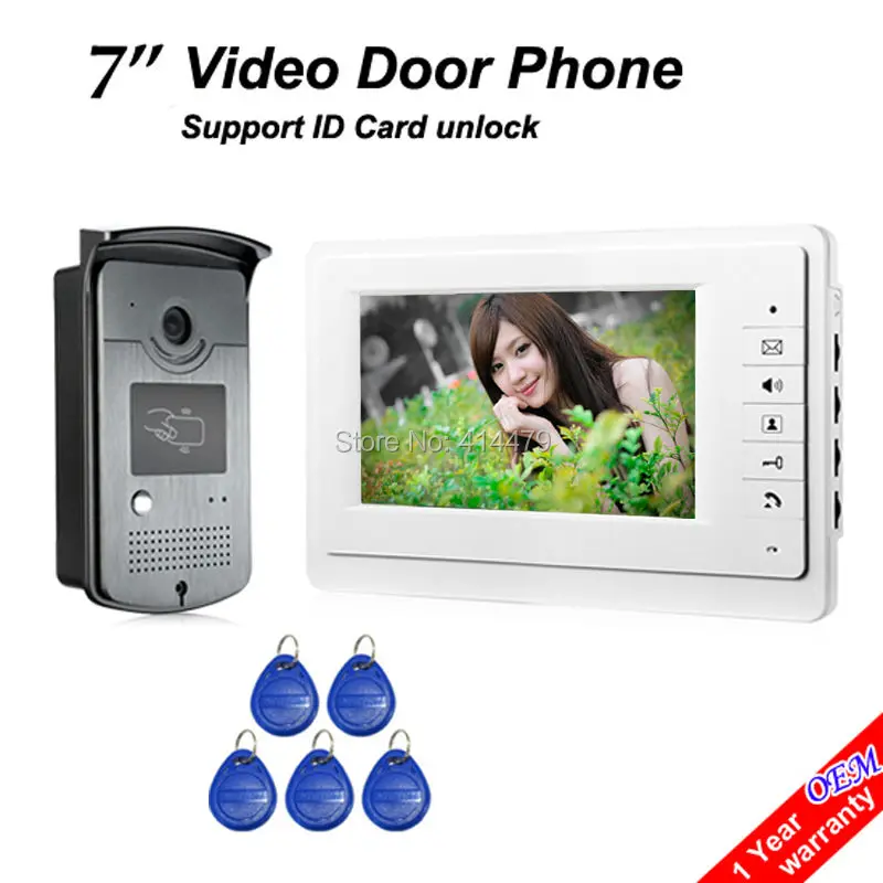 Home 7 inch Video Intercom Door Phone System with TFT LCD Monitor and RFID Card Reader Doorbell Camera
Home 7 inch Video Intercom Door Phone System with TFT LCD Monitor and RFID Card Reader Doorbell Camera