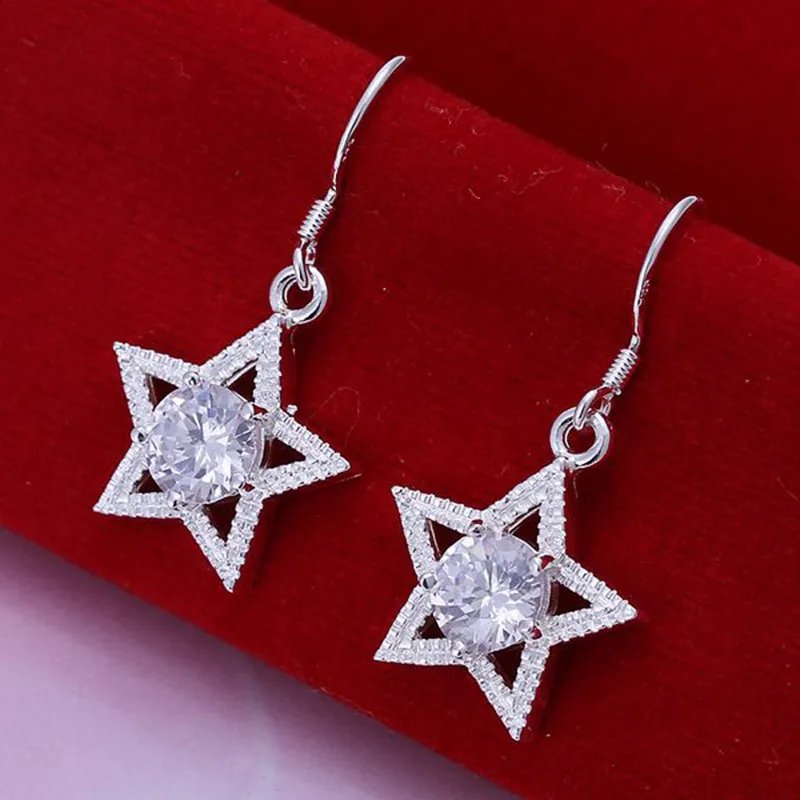 fashion jewelry Earring For Women Plated Earrings Inlaid Star E136 /MDOLNLWM UKTMODIY silver color | Украшения и аксессуары