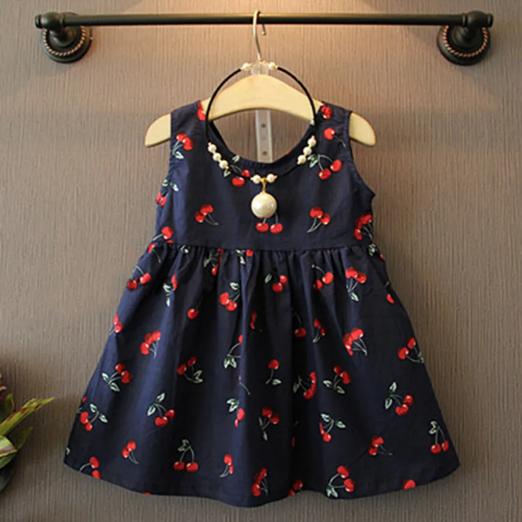 Toddler Girls Summer Princess Dress Cherry Printed White Navy Kids Baby Party Wedding Sleeveless Baby Dresses Vestido Infantil
Toddler Girls Summer Princess Dress Cherry Printed White Navy Kids Baby Party Wedding Sleeveless Baby Dresses Vestido Infantil