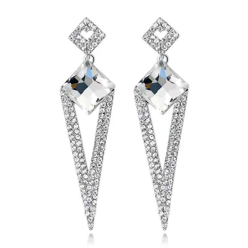 Exaggeration Pointed Long Earrings Quadrilateral Crystal Rhinestone Earrings Fashion Party Clothing Accessories Gifts for Women
Exaggeration Pointed Long Earrings Quadrilateral Crystal Rhinestone Earrings Fashion Party Clothing Accessories Gifts for Women