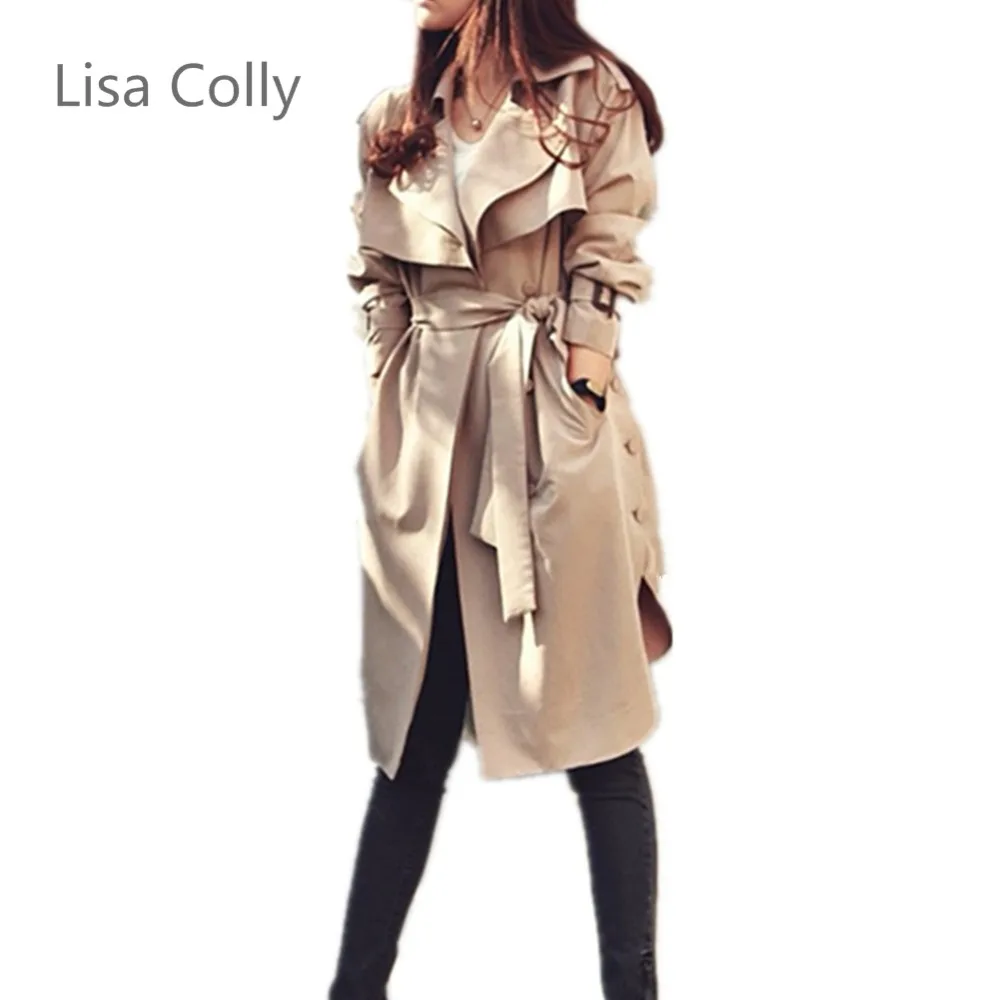 Lisa Colly New Office lady coat spring autumn overcoats fashion Casual women's Trench Coat long Outerwear with belt
Lisa Colly New Office lady coat spring autumn overcoats fashion Casual women's Trench Coat long Outerwear with belt
