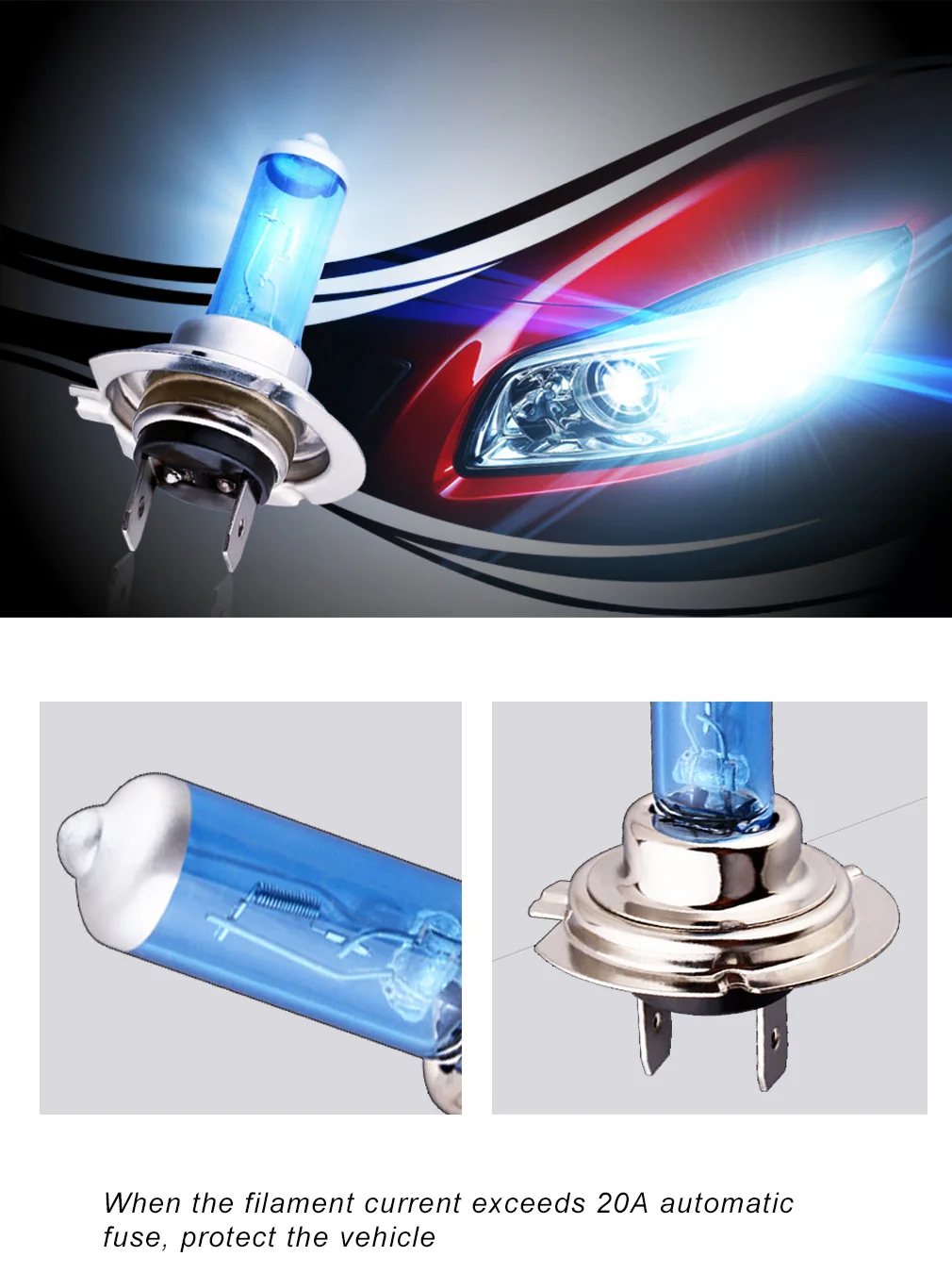H3 100W 12V Automotive Quartz Lamp Ultra White Light car headlights Halogen Bulb