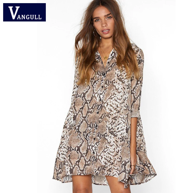 Vangull Summer Fashion Women's Clothing Snake Print Mini Dresses Three Quarter Sleeve V-Neck A-Line Hot Sale New Style Dresses
Vangull Summer Fashion Women's Clothing Snake Print Mini Dresses Three Quarter Sleeve V-Neck A-Line Hot Sale New Style Dresses