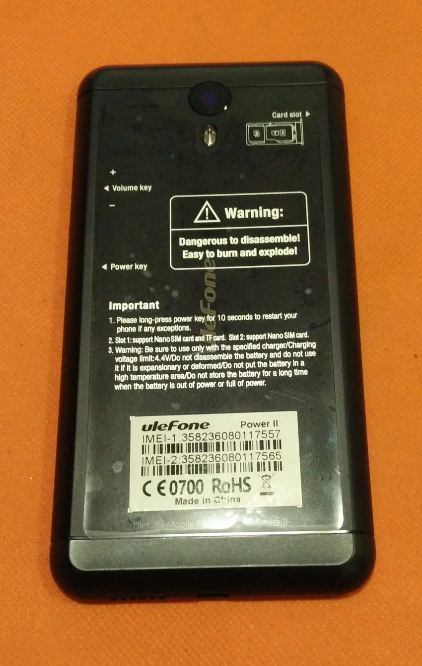 Used Original Back Battery case cover+camera glass for Ulefone Power 2 MTK6750T Octa Core 5.5" FHD Free shipping | Мобильные