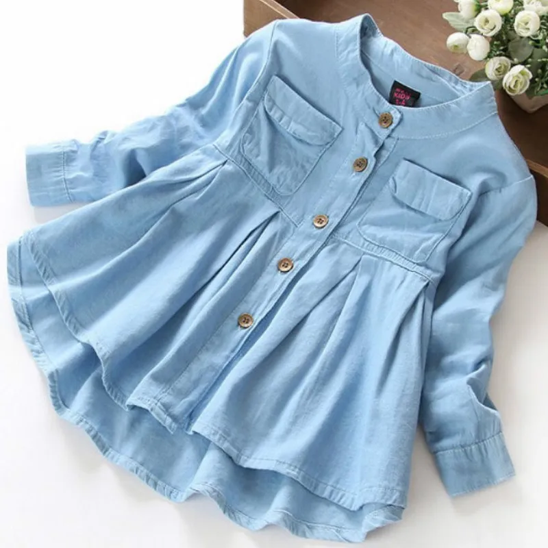 Girls Dress 2019 Toddler Kids Baby Girls Long Sleeve Small Pleated Light Buttoned Denim Dress Children Clothes 2-7Y
Girls Dress 2019 Toddler Kids Baby Girls Long Sleeve Small Pleated Light Buttoned Denim Dress Children Clothes 2-7Y