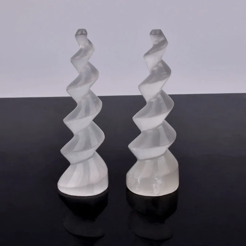 Natural Selenite Crystal Spiral Tower Peace Polishing Tumbled Stone Reiki Healing Energy Ornament Fraueneis Mineral Specimen
Natural Selenite Crystal Spiral Tower Peace Polishing Tumbled Stone Reiki Healing Energy Ornament Fraueneis Mineral Specimen