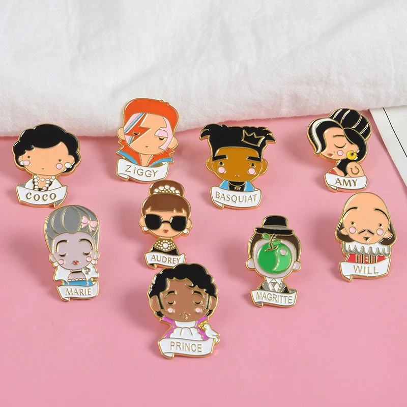 JIAMEN Cartoon Celebrity Portrait Enamel Pin Shakespeare Audrey Hepburn Michelle's brooch Badges for Clothing Backpack Badge
JIAMEN Cartoon Celebrity Portrait Enamel Pin Shakespeare Audrey Hepburn Michelle's brooch Badges for Clothing Backpack Badge