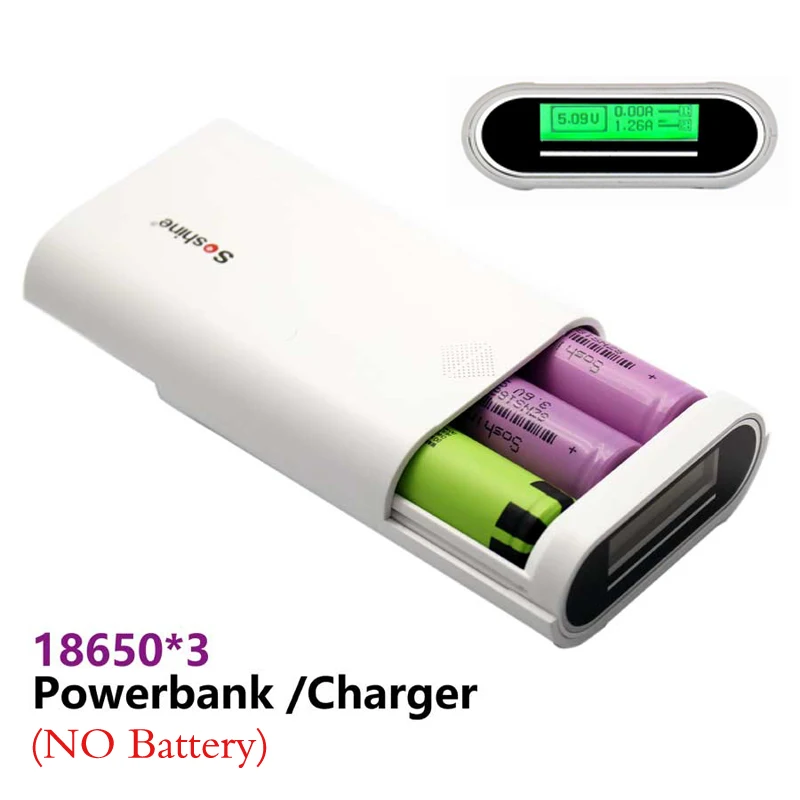 Portable DIY Charger 3X 18650 Batteries Power Bank Case Shell Box with LCD display 2 USB Output for iPhone/Samsung No battery
Portable DIY Charger 3X 18650 Batteries Power Bank Case Shell Box with LCD display 2 USB Output for iPhone/Samsung No battery
