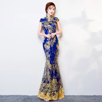 New Hot Sale Royal Blue Women Lace Dress Chinese Vintage Cheongsam Women' s Short Sleeve Sequins Long Qipao Oversize S-XXXL
New Hot Sale Royal Blue Women Lace Dress Chinese Vintage Cheongsam Women' s Short Sleeve Sequins Long Qipao Oversize S-XXXL