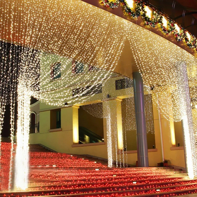New Year 4.5M x 3M Outdoor Curtain Icicle 300LED String Lights 8 Modes Fairy Garland Home For Christmas Holiday Wedding Party
New Year 4.5M x 3M Outdoor Curtain Icicle 300LED String Lights 8 Modes Fairy Garland Home For Christmas Holiday Wedding Party