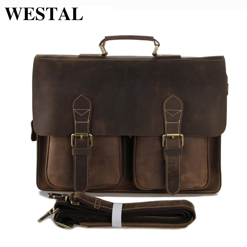 WESTAL Crazy horse genuine leather men bags briefcases handbag shoulder crossbody bag men messenger bags leather laptop bag
WESTAL Crazy horse genuine leather men bags briefcases handbag shoulder crossbody bag men messenger bags leather laptop bag