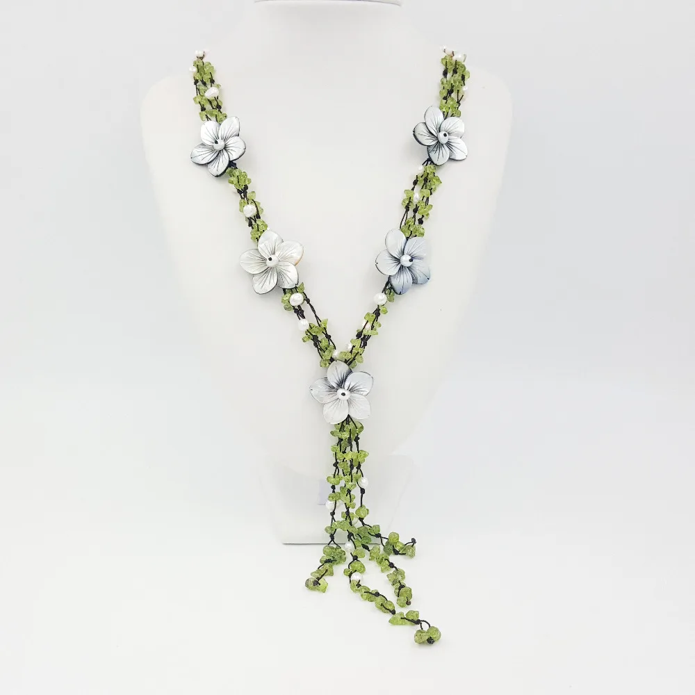 Natural Stone Peridot ,Shell Flowers,Freshwater Pearl with Jade Toggle Clasp Necklace approx 60cm Fashion Women Jewelry
Natural Stone Peridot ,Shell Flowers,Freshwater Pearl with Jade Toggle Clasp Necklace approx 60cm Fashion Women Jewelry