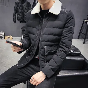 Cotton-Padded Clothes Male Korean Version of the Slim Lambs Wool Lapel the British coat Coat Winter Popular Brand Youth Trend Sh
Cotton-Padded Clothes Male Korean Version of the Slim Lambs Wool Lapel the British coat Coat Winter Popular Brand Youth Trend Sh