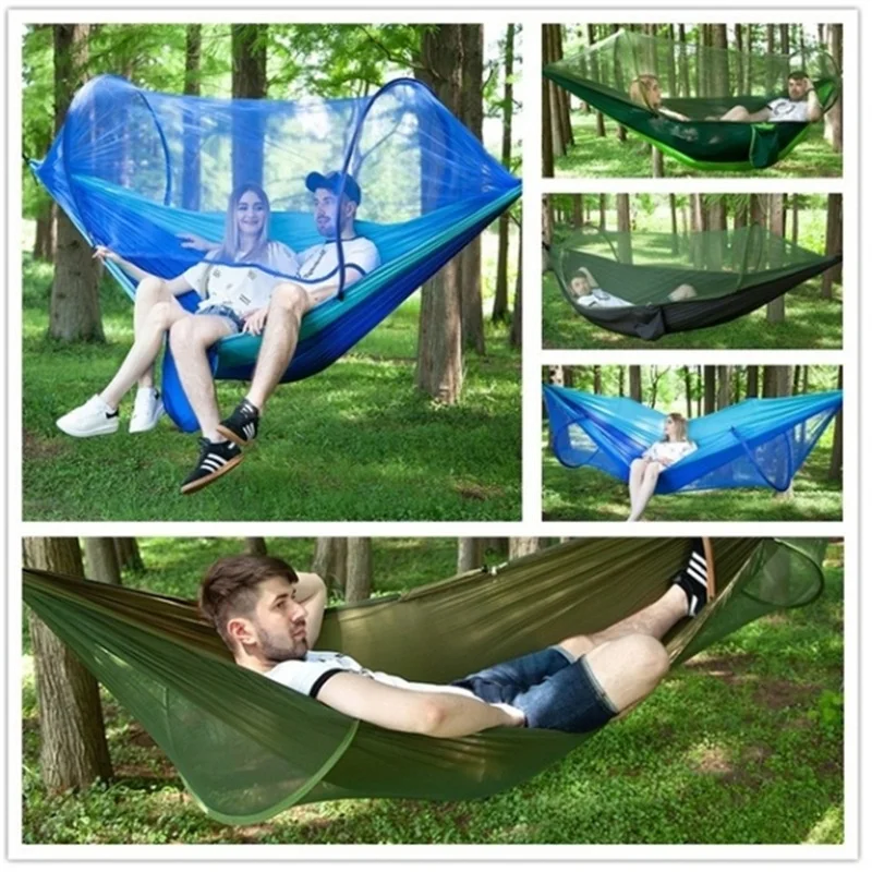 Outdoor Quick Pop-Up Portable Camping Hammock with Mosquito Double Parachute Hammocks Swing Sleeping Hammock Bed with Net Tent
Outdoor Quick Pop-Up Portable Camping Hammock with Mosquito Double Parachute Hammocks Swing Sleeping Hammock Bed with Net Tent