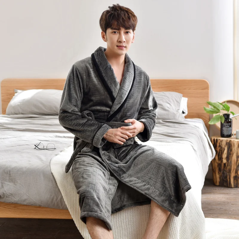 Men Sleepwear Robe Winter Flannel Thicken Terry Robe Male Long Sleeve Kimono Warm Bathrobe Home Wear Peignoir Men Robe
Men Sleepwear Robe Winter Flannel Thicken Terry Robe Male Long Sleeve Kimono Warm Bathrobe Home Wear Peignoir Men Robe
