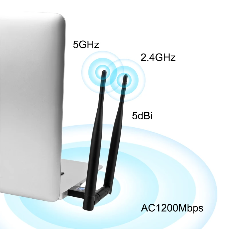 WiFi Antenna Adapter AC1200Mbps USB Ethernet Wireless Network Card 5dBi USB 3.0 Wifi Adapter Dual Band 5G 2.4G 8012.11ac for PC
WiFi Antenna Adapter AC1200Mbps USB Ethernet Wireless Network Card 5dBi USB 3.0 Wifi Adapter Dual Band 5G 2.4G 8012.11ac for PC