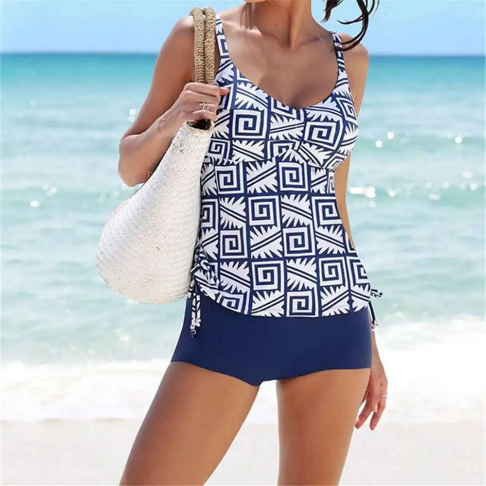 Plus Size Two Piece Swimsuit Geometric Print Swimwear Women Shorts Tankini Push Up Swimsuit Blue Bathing Suit High Waist Beach
Plus Size Two Piece Swimsuit Geometric Print Swimwear Women Shorts Tankini Push Up Swimsuit Blue Bathing Suit High Waist Beach