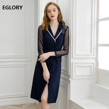 High Quality Fashion Office Dress 2019 Spring Summer Business Women Notched Collar Sexy Sheer Mesh Patchwork Long Sleeve Dress
High Quality Fashion Office Dress 2019 Spring Summer Business Women Notched Collar Sexy Sheer Mesh Patchwork Long Sleeve Dress