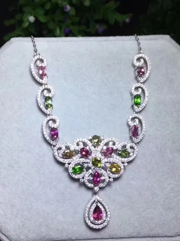 Natural multicolor Tourmaline Necklace natural gemstone Elegant Flower butterfly Pendant Necklace S925 silver women fine Jewelry
Natural multicolor Tourmaline Necklace natural gemstone Elegant Flower butterfly Pendant Necklace S925 silver women fine Jewelry