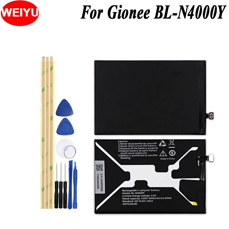 WEIYU For Gionee BL-N4000Y Phone Battery For Gionee BL-N4000Y 4000mAh Hight Capacity Top Quality Replacement Batteries+Tools
WEIYU For Gionee BL-N4000Y Phone Battery For Gionee BL-N4000Y 4000mAh Hight Capacity Top Quality Replacement Batteries+Tools