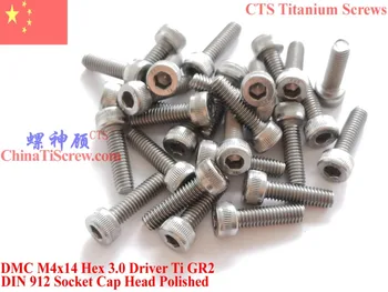 Titanium screws M4x14 DIN 912 Socket Head Hex 3.0 DriverTi GR2 Polished 10 pcs