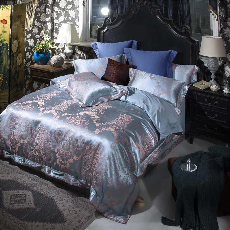 Papa&Mima Silver Blue Bohemian 4Pcs Queen/King Size Bedding Sets Silk Cotton Fabric Jacquard Technics Flat Sheet Set Bedlinens
Papa&Mima Silver Blue Bohemian 4Pcs Queen/King Size Bedding Sets Silk Cotton Fabric Jacquard Technics Flat Sheet Set Bedlinens