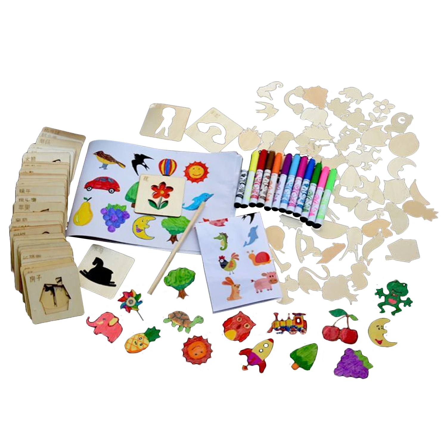 120PCS DIY Painting Drawing Set with Drawing Stencil Painting Brush Wood Chip Stencils Reference Drawing Pencil for Kids
120PCS DIY Painting Drawing Set with Drawing Stencil Painting Brush Wood Chip Stencils Reference Drawing Pencil for Kids
