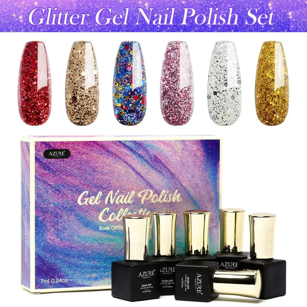 Azure Beauty 6Pcs/Lot Shiny Color Gel Nail Art Kits Soak Off Shing Sequins UV Nail Varnish Lacquer Semi Permanent Glitter Gel
Azure Beauty 6Pcs/Lot Shiny Color Gel Nail Art Kits Soak Off Shing Sequins UV Nail Varnish Lacquer Semi Permanent Glitter Gel