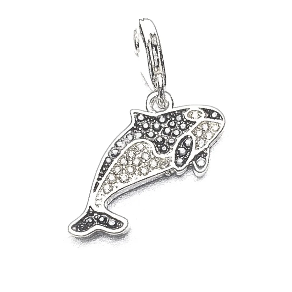 Silver White & Black CZ Pave Orca Whale Charms Pendants Fit Bracelet Necklace Bag, European Fashion Charm Jewelry Gift For Women
Silver White & Black CZ Pave Orca Whale Charms Pendants Fit Bracelet Necklace Bag, European Fashion Charm Jewelry Gift For Women