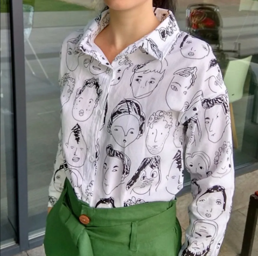 2019 Spring New Women Long Sleeve Fashion Face Print Loose Blouse Shirts Casual Office Shirts Tops Blusas
2019 Spring New Women Long Sleeve Fashion Face Print Loose Blouse Shirts Casual Office Shirts Tops Blusas