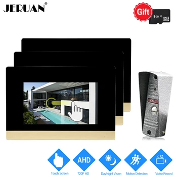 

JERUAN 720P AHD Motion Detection 7`` Touch Screen Video Door Phone Doorbell Intercom System 3 Record Monitor + HD IR Mini Camera
