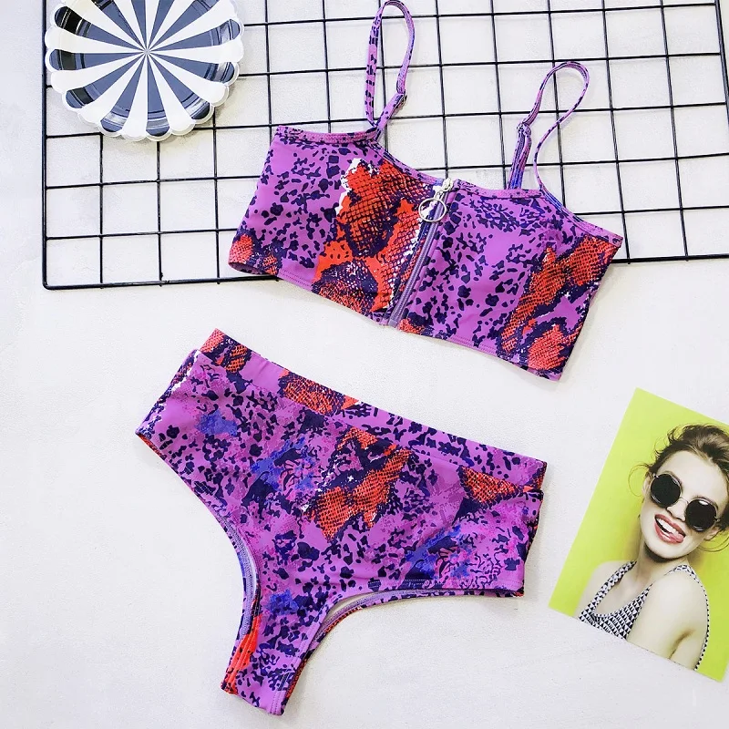 MUXILOVE 2019 New Snakeskin Purple Swimsuit Hot Sale Zipper High Waist Women's Famle Two-pieces Bikini Sets Bather Suit Swim
MUXILOVE 2019 New Snakeskin Purple Swimsuit Hot Sale Zipper High Waist Women's Famle Two-pieces Bikini Sets Bather Suit Swim