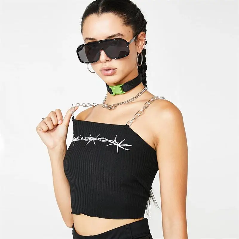 Streetwear Crop Tank Tops Women Summer Fashion Chain Shoulder Strap Printed Skinny Sexy Sleeveless Punk Hip Hop Girls Tank Tops
Streetwear Crop Tank Tops Women Summer Fashion Chain Shoulder Strap Printed Skinny Sexy Sleeveless Punk Hip Hop Girls Tank Tops
