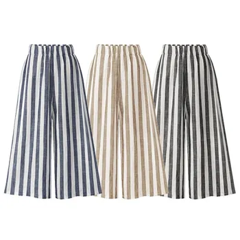 Summer High Waist Cotton Linen Pants Stripes Women Plus Size Wide Leg Pants Casual Wide Leg Loose Striped Trousers
Summer High Waist Cotton Linen Pants Stripes Women Plus Size Wide Leg Pants Casual Wide Leg Loose Striped Trousers