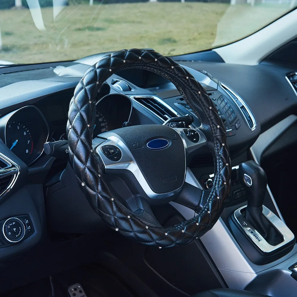 Car Steering Wheel Cover PU Leather 38CM Rhinestone Crystal Diamond Cover Auto Interior Decoration Accessories
Car Steering Wheel Cover PU Leather 38CM Rhinestone Crystal Diamond Cover Auto Interior Decoration Accessories