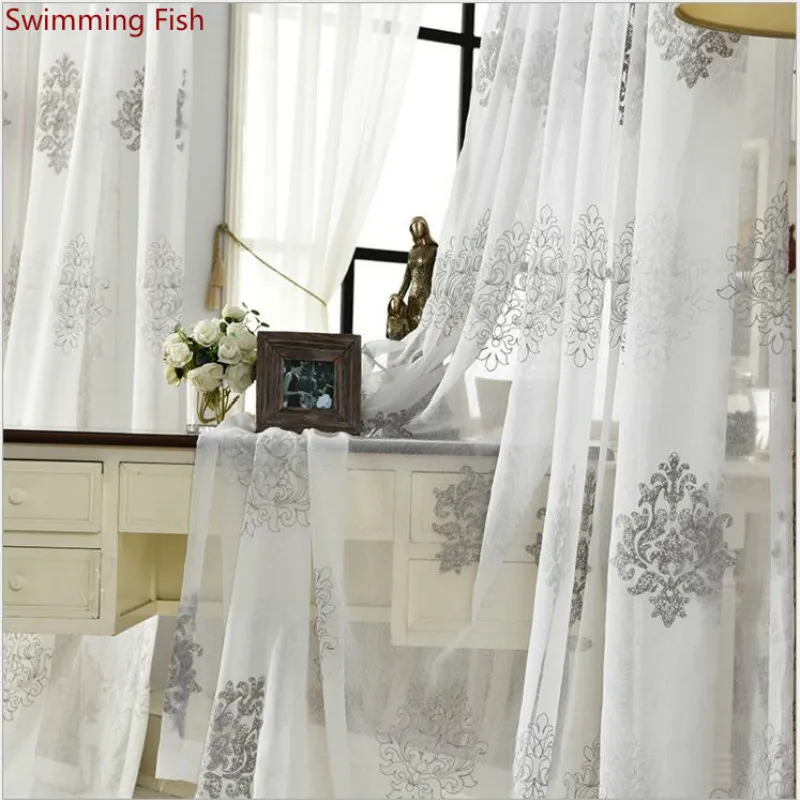 White grey Embroidered Gauze Sheer Kitchen Voile Organza Curtains Doors For Bedroom Study Curtain Living Room Tulle Drapes 1pc
White grey Embroidered Gauze Sheer Kitchen Voile Organza Curtains Doors For Bedroom Study Curtain Living Room Tulle Drapes 1pc