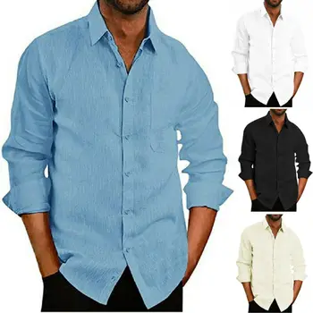 Fashion Men Shirt Slim Linen Long Sleeve Summer Solid Shirts Solid Casual Autumn Tops
Fashion Men Shirt Slim Linen Long Sleeve Summer Solid Shirts Solid Casual Autumn Tops