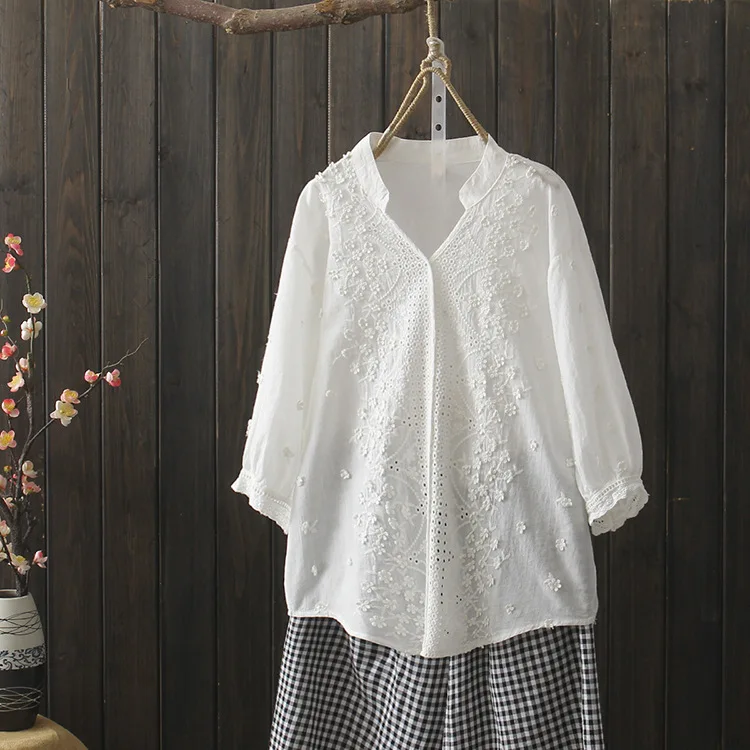 KYQIAO women bohemian white shirt 2019 mori girls autumn Japanese style ethnic boho three quarter sleeve embroidery blouse
KYQIAO women bohemian white shirt 2019 mori girls autumn Japanese style ethnic boho three quarter sleeve embroidery blouse